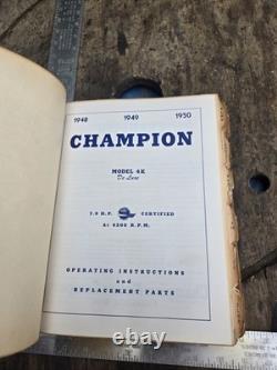 Vintage 1946-1956 Champion Outboard Boat Motor Master Manual / Parts List