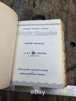 Vintage 1946-1956 Champion Outboard Boat Motor Master Manual / Parts List