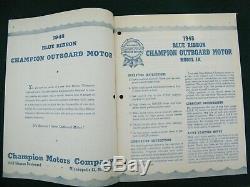 Vintage 1948 Champion Outboard Boat Motor Model 1 K Opeating & Parts Manual