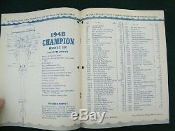 Vintage 1948 Champion Outboard Boat Motor Model 1 K Opeating & Parts Manual