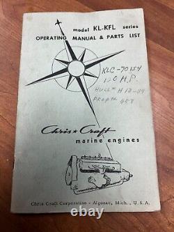 Vintage 1949-1963 Chris Craft Boat Oper. Manual + Parts List Model KL-KFL