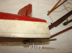 Vintage 1950'S Handmade Wooden Model Sailboat Pond Boat Parts 23 1/2 X 5 1/2