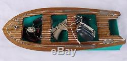 Vintage 1950's The Fleet Line Wooden Model Boat with 2 Electric Motors & Parts