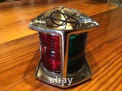 Vintage 1950s -1960s Boat Bow Light Wood Boat Parts Chrome Red & Green
