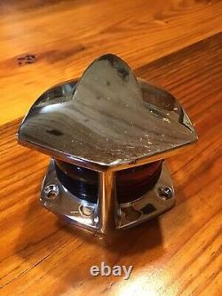 Vintage 1950s -1960s Boat Bow Light Wood Boat Parts Chrome Red & Green