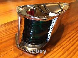 Vintage 1950s -1960s Boat Bow Light Wood Boat Parts Chrome Red & Green