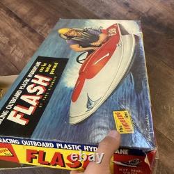 Vintage 1950s Lindberg Line Flash Toy Racing Outboard Boat Box And Parts Read