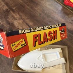 Vintage 1950s Lindberg Line Flash Toy Racing Outboard Boat Box And Parts Read