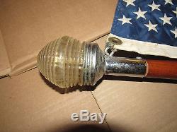 Vintage 1950s Wood Boat Marine Stern Pole w / Light Flag Pole Glass Globe