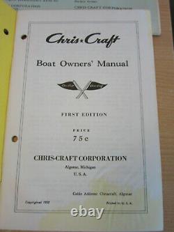 Vintage 1952 Chris Craft Boat Manual, accessory catalog Parts list for KL engine