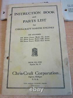 Vintage 1952 Chris Craft Boat Manual, accessory catalog Parts list for KL engine