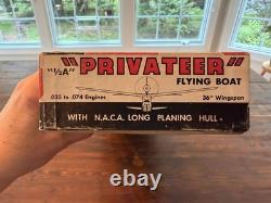 Vintage 1953 Berkeley Privateer Flying Boat Model Kit Balsa Wood Parts + Box