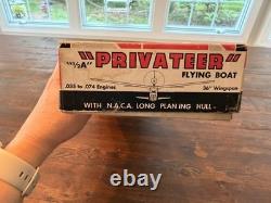 Vintage 1953 Berkeley Privateer Flying Boat Model Kit Balsa Wood Parts + Box