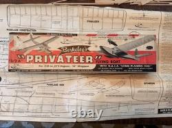Vintage 1953 Berkeley Privateer Flying Boat Model Kit Balsa Wood Parts + Box