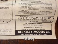 Vintage 1953 Berkeley Privateer Flying Boat Model Kit Balsa Wood Parts + Box
