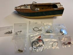 Vintage 1954 Wooden Battery Operated Model Boat Japan withSpotlight 11 K&O Parts