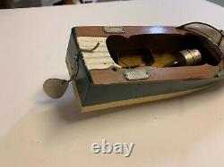 Vintage 1954 Wooden Battery Operated Model Boat Japan withSpotlight 11 K&O Parts