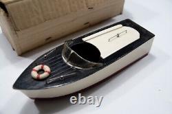 Vintage 1955 Rico Wooden Model Battery Operated Speed Boat W Box Parts