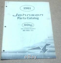 Vintage 1961 JOHNSON Outboard Boat Motor Parts Catalog 40HP Models RD RDL 23