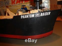 Vintage 1964 Ideal Phantom Raider Boat Ship Toy With Box Parts or Repair RARE