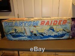 Vintage 1964 Ideal Phantom Raider Boat Ship Toy With Box Parts or Repair RARE