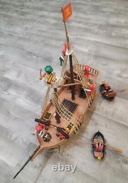 Vintage 1974 Geobra Playmobil Pirate Ship Playset Many Parts Accessories Figures