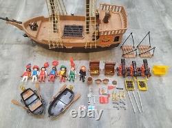 Vintage 1974 Geobra Playmobil Pirate Ship Playset Many Parts Accessories Figures