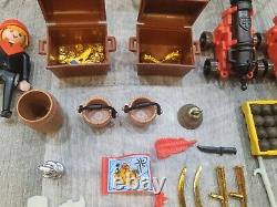 Vintage 1974 Geobra Playmobil Pirate Ship Playset Many Parts Accessories Figures