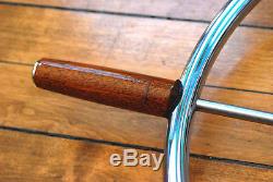 Vintage 26.5 Wood Stainless Steel 6 Spoke Boat Yacht Ship Steering Wheel Teak