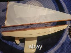 Vintage 30 RC Wooden Model Sailboat Yacht Vic Smeed Sea Urchin Untested Motor