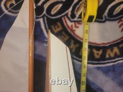 Vintage 30 RC Wooden Model Sailboat Yacht Vic Smeed Sea Urchin Untested Motor