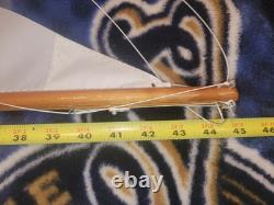 Vintage 30 RC Wooden Model Sailboat Yacht Vic Smeed Sea Urchin Untested Motor