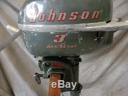 Vintage 3 HP Johnson Sea Horse Model JW-11 Outboard Boat Motor (V)