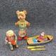 Vintage 50's Toy Lot Suzuki Bear Boat, Battery Bear Drummer, Shoe Cobbler. Parts