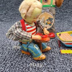 Vintage 50's Toy Lot Suzuki Bear Boat, Battery Bear Drummer, Shoe Cobbler. Parts