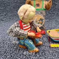 Vintage 50's Toy Lot Suzuki Bear Boat, Battery Bear Drummer, Shoe Cobbler. Parts