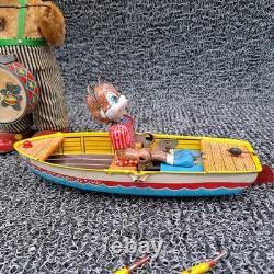 Vintage 50's Toy Lot Suzuki Bear Boat, Battery Bear Drummer, Shoe Cobbler. Parts