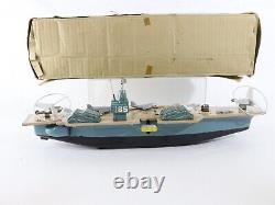 Vintage Aircraft Carrier Tin Battery Operated Boat With Box, Parts Marx J-9426 20