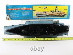 Vintage Aircraft Carrier Tin Battery Operated Boat With Box, Parts Marx J-9426 20