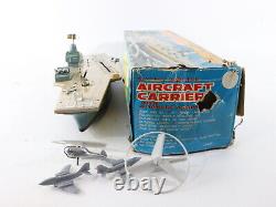 Vintage Aircraft Carrier Tin Battery Operated Boat With Box, Parts Marx J-9426 20