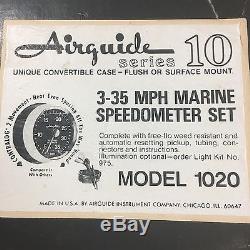 Vintage Airguide Series 10 Model 1020 Marine 3-35mph Speedometer Set New In Box