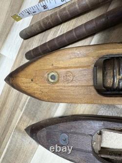 Vintage? Antique Loom Wooden Shuttle Boats Weaving 17? Bobbin? Parts? See Pics