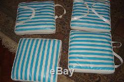 Vintage Aqua Float Boat seat cushions 4 matching Blue & white Nice