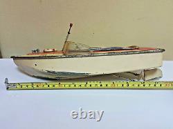 Vintage Arnold Racing Boat Chris-craft Captain Driver Tin Toy Wind Up For Parts