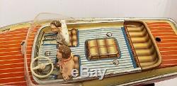 Vintage Arnold Tin Lithograph Wind Up 1950s Toy Boat For Parts Or Restoration