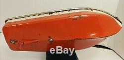 Vintage Arnold Tin Lithograph Wind Up 1950s Toy Boat For Parts Or Restoration