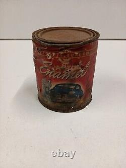 Vintage Automotive Enamel Paint Can Dove Gray Advertising Display Graphics