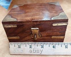 Vintage BOAT MAIL Lever, Ships Clock, Swiss Movement In Wood & Brass Storage Box