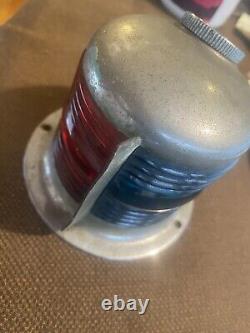 Vintage Boat Bow Light Blue & Red Lenses SOLD AS IS FOR PARTS