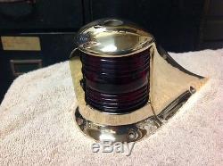 Vintage Boat Bow Light Polished Brass Nov 16' Glass Lens